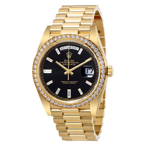 rolex oyster perpetual day date gold black face